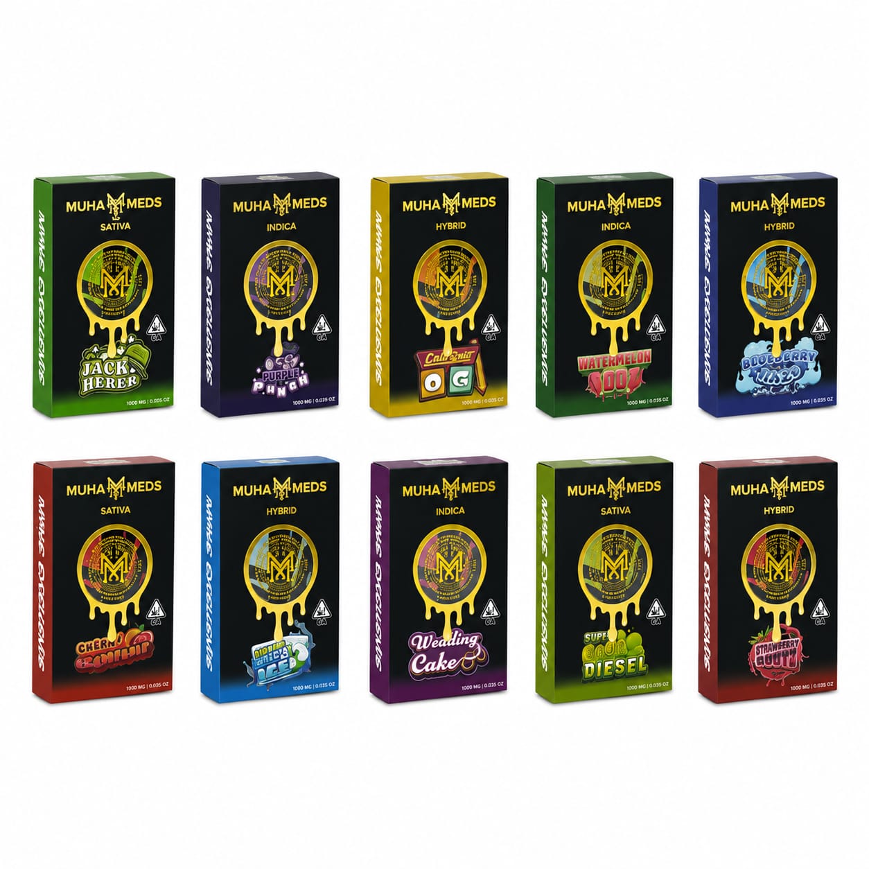 PACK 10 CARTUCHOS MUHA MEDS– SELECCION EXCLUSIVA DE SABORES