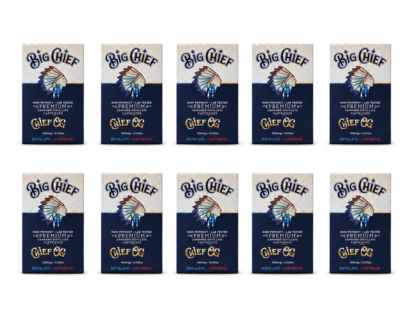 PACK 10 CARTUCHOS BIG CHIEF– SELECCION EXCLUSIVA DE SABORES