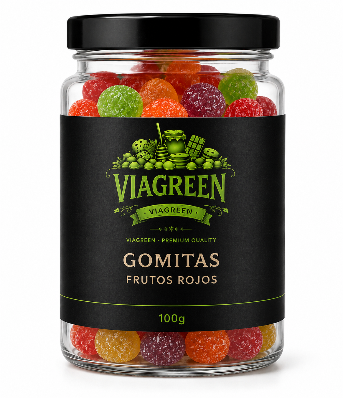 Viagreen Gomitas Premium Frutos Rojos 100gr–Pack 10 Unidades