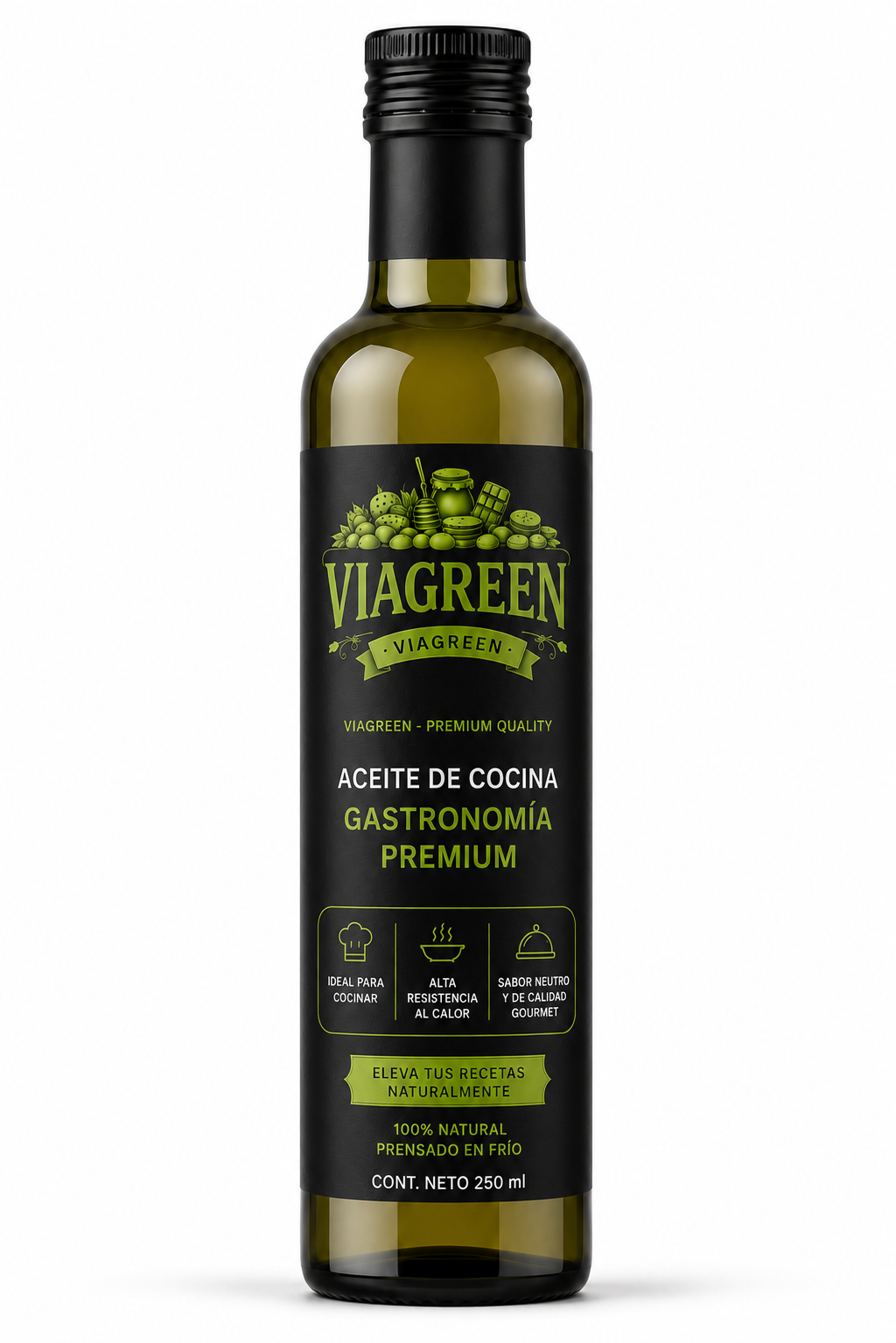 VIAGREEN–Aceite de Cocina Gourmet 250 ml-Pack 10 unidades
