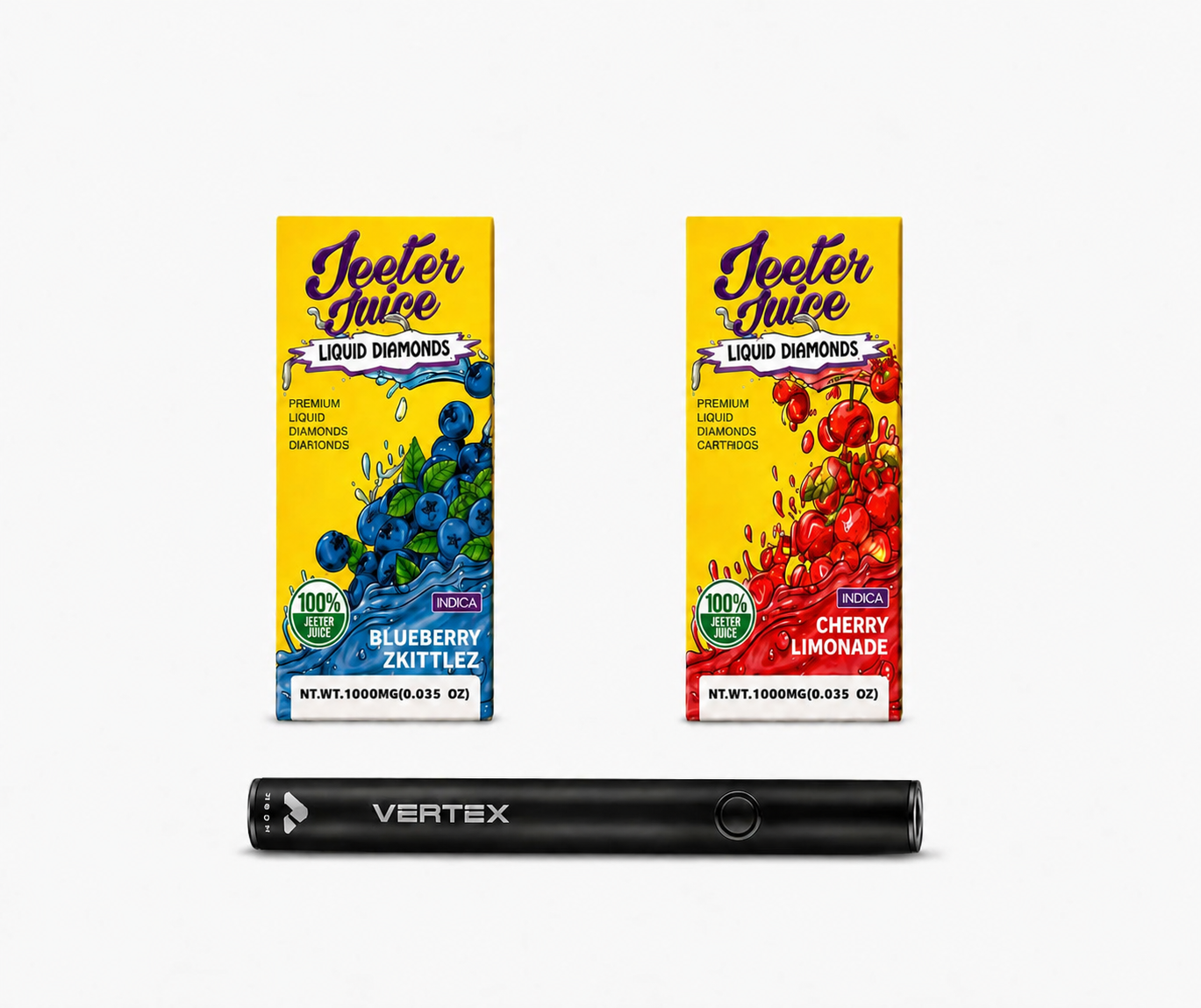 PACK JEETER JUICE LIQUID DIAMONDS X2 + BATERIA VERTEX DE REGALO