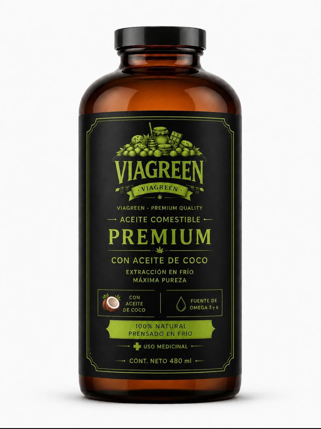 VIAGREEN – Aceite Comestible Premium con Aceite de Coco 480ML-Pack 10 unidades