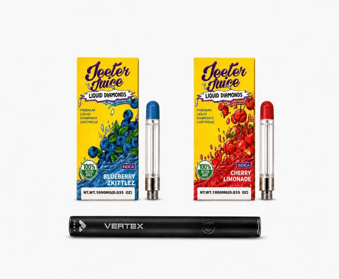PACK JEETER JUICE LIQUID DIAMONDS X2 + BATERIA VERTEX DE REGALO